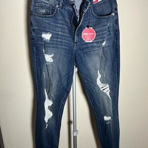 Express Women's Distressed Perfect Curves Ankle Legging High Rise Jeans -Jegging